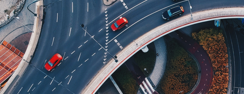 aerial view of cards on highway
